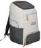The NOX Supra Pickleball Backpack - Cream features side mesh pockets, red zipper pulls, the "NOX Pickleball" logo on the front, ergonomic padded straps for comfort, several compartments, and is made from NOX ThermoTech material.