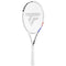 The Tecnifibre T-Fight 280 Isoflex Tennis Racket in white, showcasing a 100in² head size and a grid of strings along with sleek Tecnifibre brand logos on the frame, is displayed against a plain background. The handle, wrapped with white grip tape, highlights the precision inherent in the RS Section design.