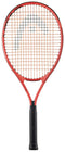 The HEAD Radical Junior 26 2025 Tennis Racket by HEAD features black strings and a black grip, with a large curved black line on the stringbed. Photographed against a white background, it’s ideal for junior players.