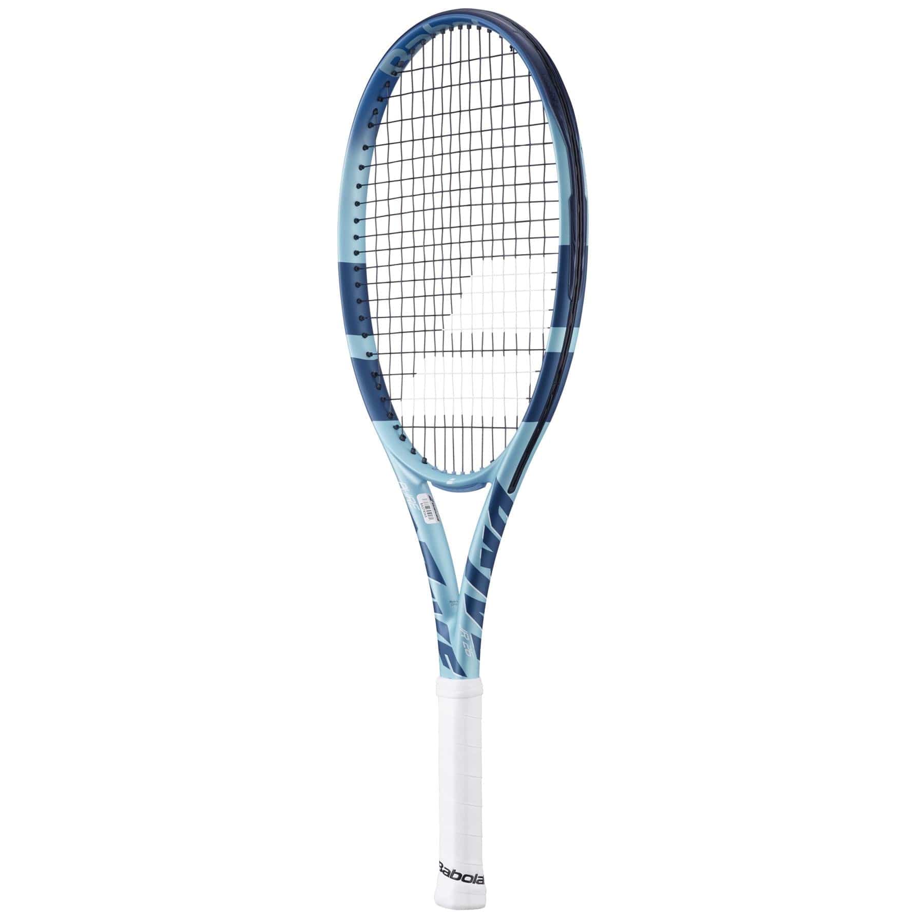 The Babolat Pure Drive Junior 26 Gen 11 Tennis Racket is ideal for advanced young players seeking high performance, featuring a blue and white design.