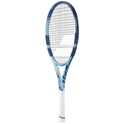 The Babolat Pure Drive Junior 26 Gen 11 Tennis Racket is ideal for advanced young players seeking high performance, featuring a blue and white design.
