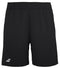 Introducing the Babolat Play Men's Tennis Shorts in black: crafted by Babolat, these athletic shorts feature 360 Motion technology and are made from recycled polyester. They come with an elastic waistband, a subtle brand logo, and small side slits, providing a sleek design ideal for both sports and casual wear.