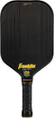 The Franklin Carbon STK 14.5mm Pickleball Paddle features a textured black handle, yellow "Franklin" branding, and "USA Pickleball Approved" on the face. This USAPA-approved paddle is built for reliable court performance.