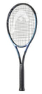 A black and blue HEAD Gravity Pro 2025 Tennis Racket with tightly strung strings, large sweetspot, and a black grip handle is displayed against a white background.