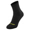 Introducing the Babolat Pro 360 Men's Sock in Black/Aero: This mid-calf, black athletic sock boasts a ribbed texture and incorporates FiberDry technology for optimal comfort. Subtle yellow Babolat branding near the toe enhances its detailed stitching and underfoot cushioning. Set against a white background, this sock promises both support and style.