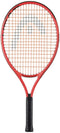 The HEAD Radical Junior 23 2025 Tennis Racket by HEAD features a red frame, black strings, and a black handle, displayed against a white background.