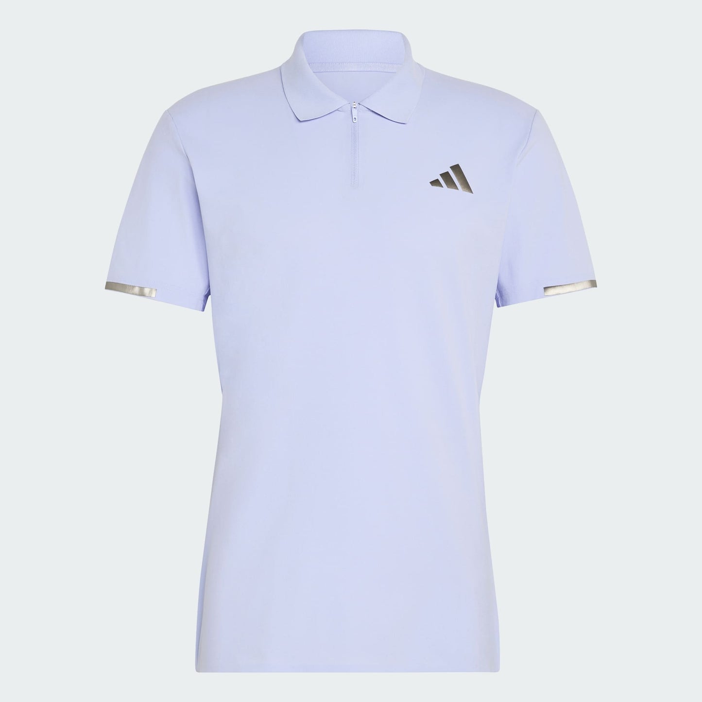 The adidas Climacool Men’s Tennis Polo Shirt in Violet Tone features short sleeves, a small black chest logo, silver sleeve bands, a partial zip collar, and breathable fabric for all-day comfort.