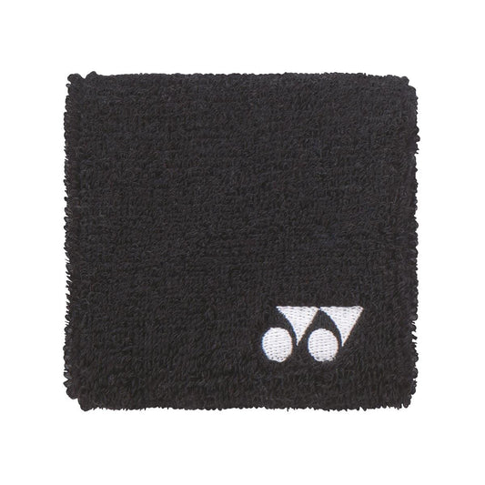 A Yonex AC493 Wristband in black featuring the brand's white logo in the bottom right corner. The fabric feels soft and textured, ensuring you stay cool and dry.