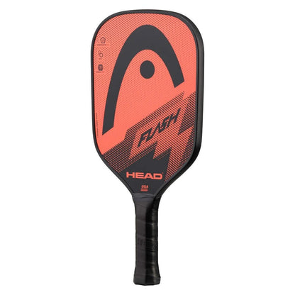 The HEAD Flash Pickleball Paddle Set by HEAD features a red and black paddle with a composite hitting surface, polymer honeycomb core, textured face, black grip handle, bold graphics, and lightning bolt HEAD logo on the front.