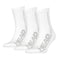 Displayed upright on a simple white background are three pairs of HEAD Performance Tennis Socks (3 Pack) in white, with gray "HEAD" lettering along the sides. Designed for ultimate comfort on the court, these socks feature arch support and shock absorption.