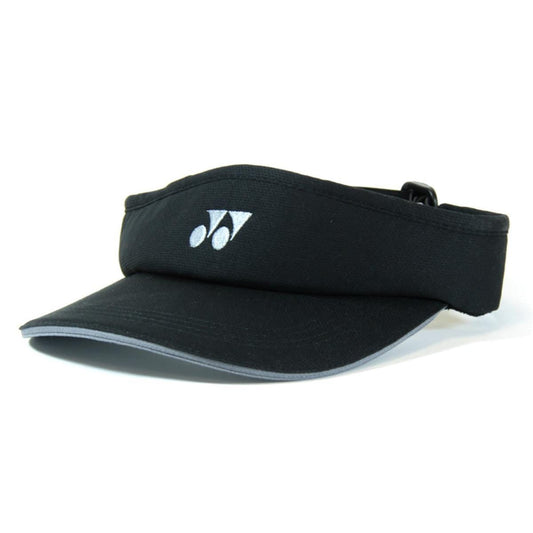 The Yonex W441 Visor in black is a fashionable sports accessory that features a grey underside for effective sweat absorption while providing shade for your eyes. With a sharp white logo on the front, this visor beautifully balances functionality and style.