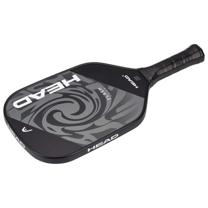 The HEAD Flash Team Pickleball Paddle, by HEAD, features a black and gray swirl face, a textured handle, and the brand name "HEAD" in bold white letters.