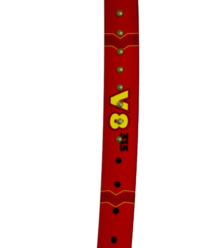 The dynamic Catapult Effect, captured by the red vertical strip featuring yellow "V8" and "25" markings, circular holes, and yellow lines, echoes the energy of the Volkl Vostra V8 315g Tennis Racket in red.