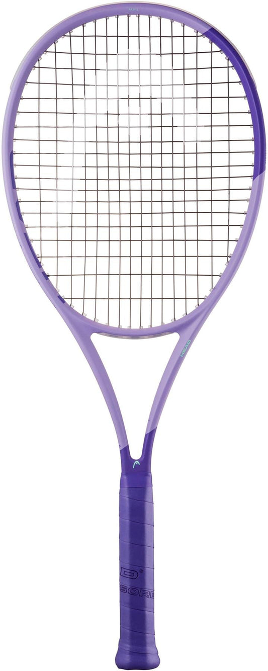 The HEAD Boom MP L Alternate 2026 Tennis Racket by HEAD, featuring a purple frame and black grip, designed for power and touch, is displayed on a white background.