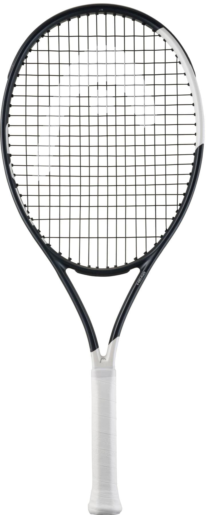 A HEAD Speed Junior 26 2026 Tennis Racket by HEAD, featuring a black and white design with a white grip, shown against a plain white background.