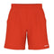 Vibrant orange HEAD Vision Power Mens Tennis Shorts equipped with an elastic waistband. These minimalist athletic shorts showcase the "HEAD" brand in white on the bottom right and are designed with 4-way stretch and moisture transfer microfiber, providing comfort and performance without any additional patterns or logos.