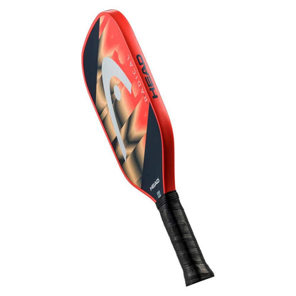 The HEAD Radical Pro Pickleball Paddle by HEAD features a red and black design, large "R" logo, black grip handle, and composite hitting surface with enhanced spin technology for superior racket sports performance.