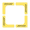 Dunlop Tennis Court Edge - Yellow (8 Pack) vibration dampeners, crafted in the shape of corner brackets from non-slip rubber, are arranged to form a square and feature the Dunlop brand name printed in black on each piece.