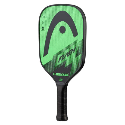 The HEAD Flash Pickleball Paddle Set by HEAD features a green and black paddle with a bold logo, lightning bolt design, composite surface, and black grip handle displayed on a plain white background.