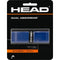 The HEAD Dual Absorbing Replacement Tennis Grip in blue accentuates its tacky texture, featuring a thickness of 1.75 mm and a weight of 17 g. Its dimensions are specified as 0.07 inches and 0.60 oz, making it an excellent choice for improved grip and touch on the court.