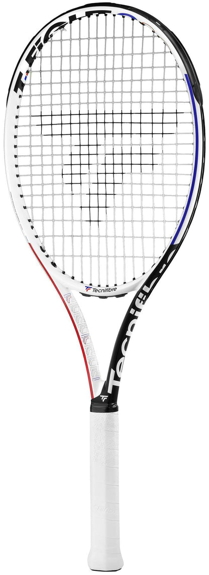 The Tecnifibre T-Fight 280 RSL Tennis Racket, from the renowned brand Tecnifibre, features a striking black and white frame accented with red. It integrates advanced RSL SECTION technology for enhanced performance and is designed with a premium white grip to ensure optimal comfort and control.
