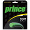 The packaging of the Prince Tour XP Black String Set by Prince features a sleek design with a green logo and text. The black background highlights "Spin & Control" and provides details of "1.25 mm / 40 ft / 12.2 meters" for optimized tension control with durable polyester strings to enhance power.