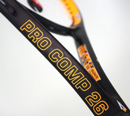 A close-up of the Karakal Pro Composite 26 Junior Tennis Racket by Karakal, crafted from graphite composite.